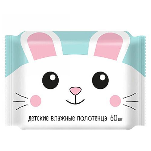 Полотенца влажные детские "Милый котик", 16*28см, 60шт. с ромашкой, алоэ вера и вит.Е/10/