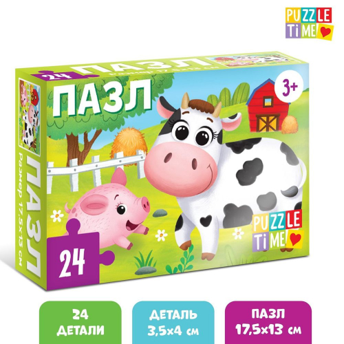 Игрушка ПАЗЛЫ 24 дет.картон. "На ферме"/1/