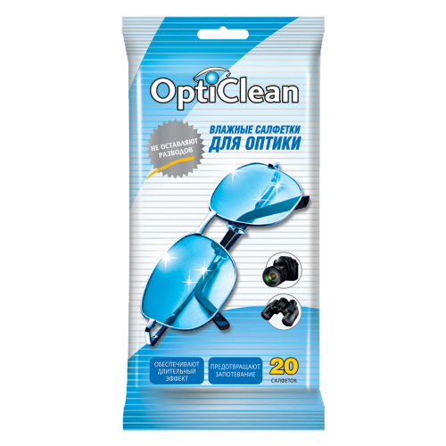 Салфетки влажные для оптики OptiClean 20шт(н)/180//30/