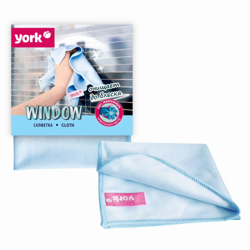 Салфетка для стекол и зеркал "YORK" (30х30) микрофибра /48/
