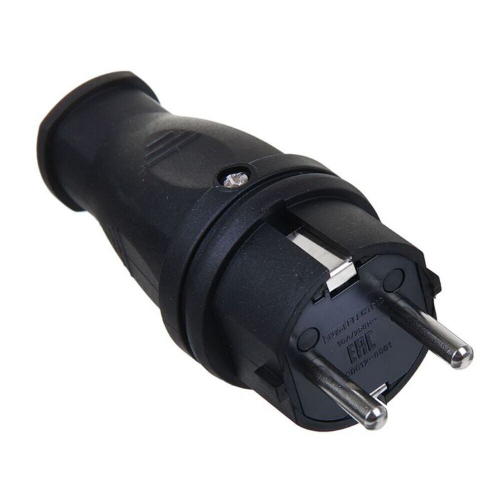 Вилка прямая каучук, SALE,16А 220-240V,черн., E1M/1/