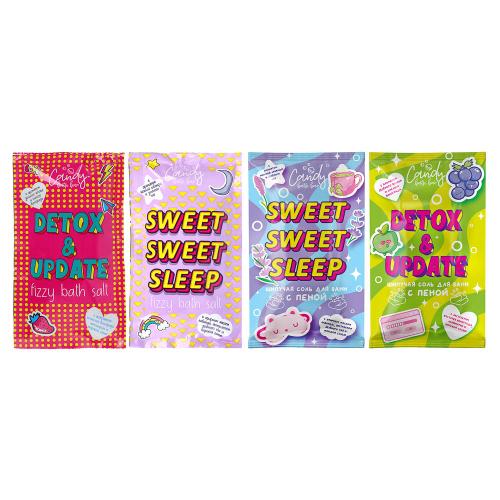 Соль для ванн двухцветная шипучая "Candy bath bar" 100гр./24/