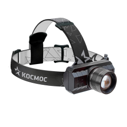 Фонарь налобный "Kocмос"3Вт,лит.акк.3,7V1Ah 1св/д, 180lm,IPX4,чёрн з/у micro USB/1/